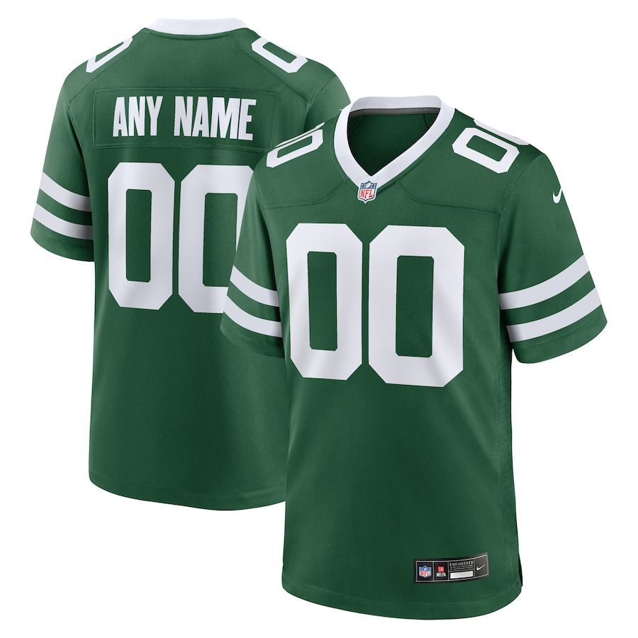 Men New York Jets Nike Legacy Green Custom Game NFL Jersey-0